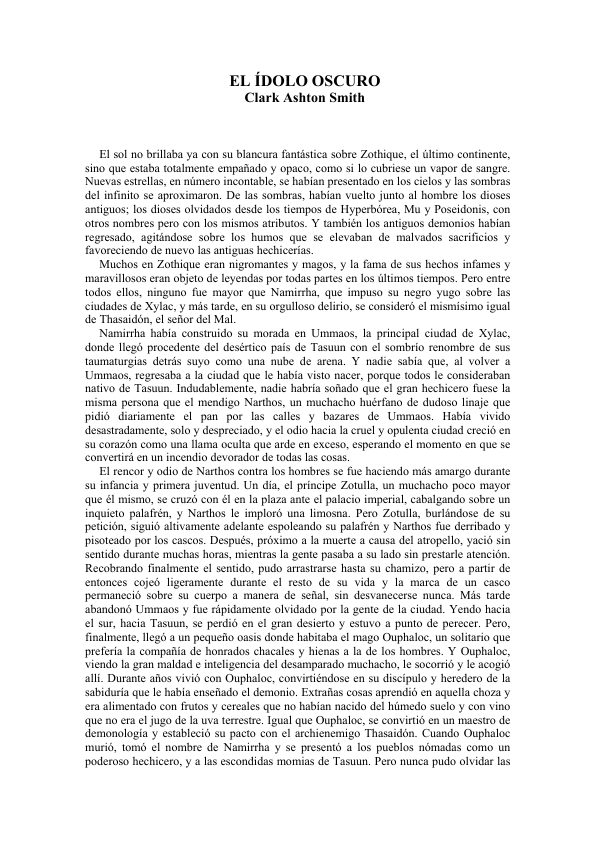 Portada de EL ÍDOLO OSCURO